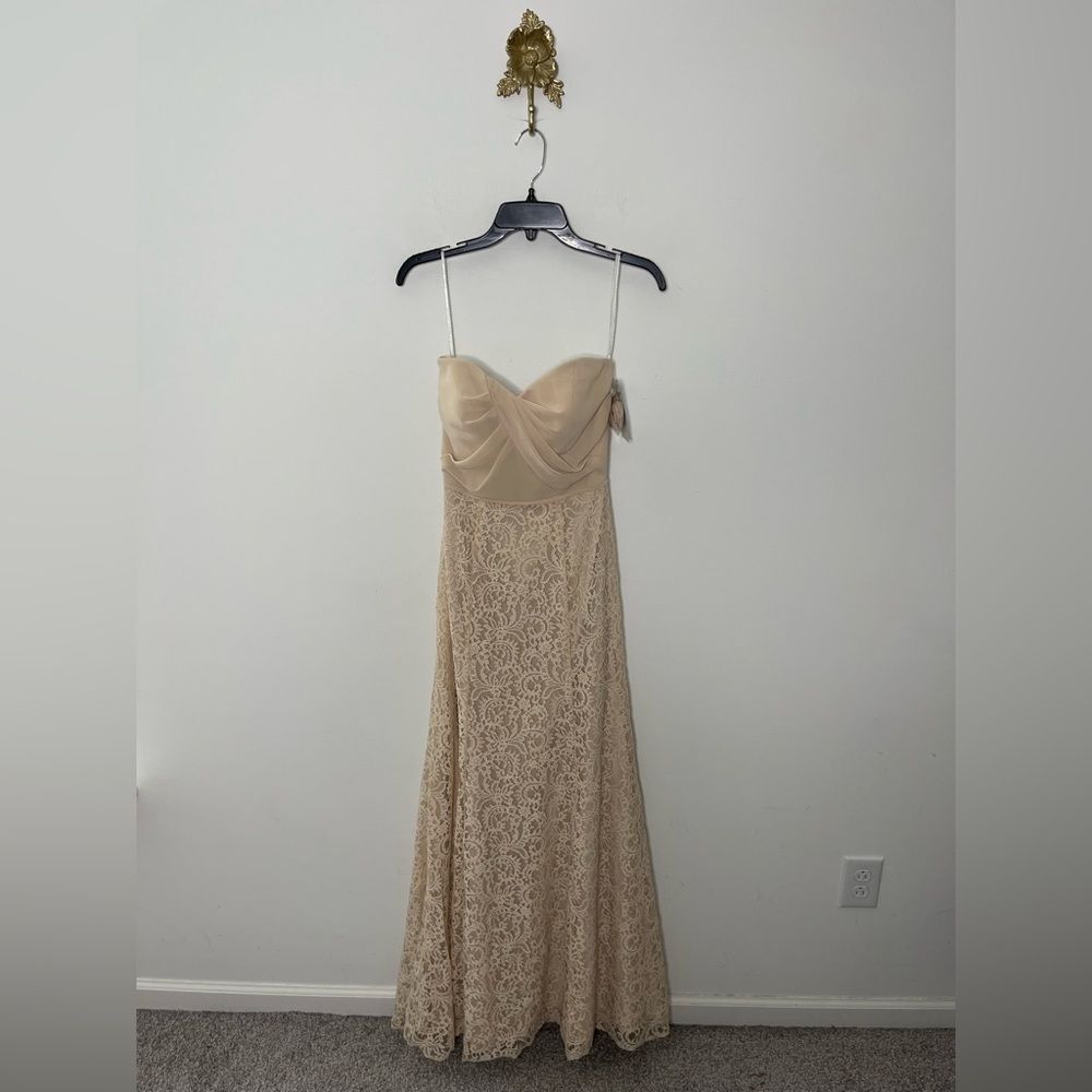 Dessy Group Lace Strapless Dress 0